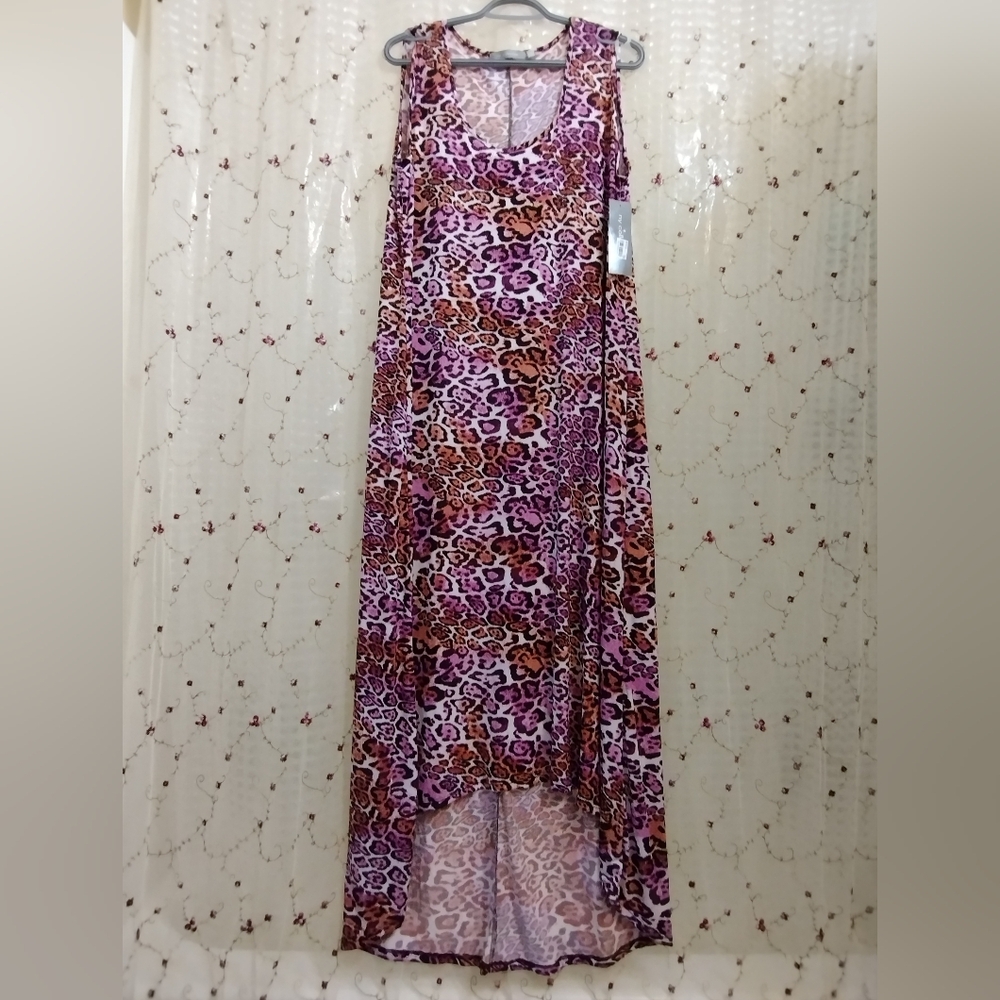 NWT NY Collection maxi High low Dress leopard print